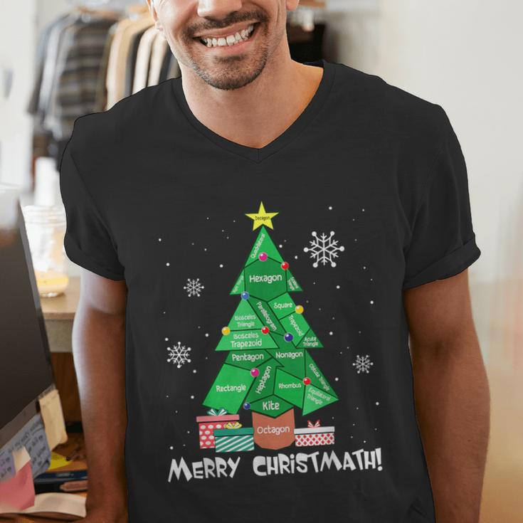Math Teacher Polygon Christmas Tree Geometry Merry Christmas Men's V-Neck T-Shirt, funny gift
