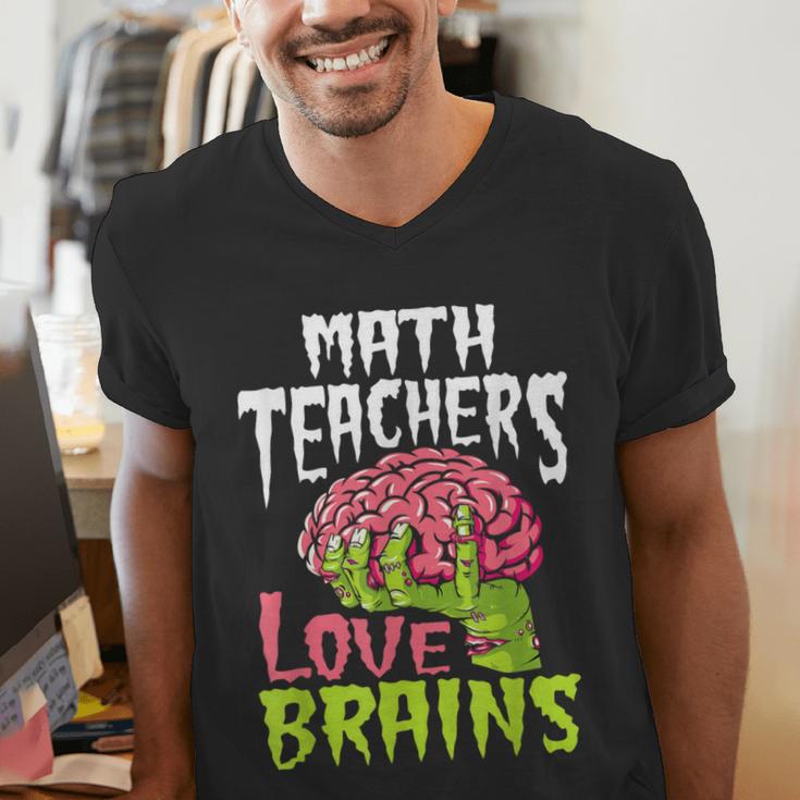 Math Teachers Love Brains Zombie Teacher School Halloween Men's V-Neck T-Shirt, funny gift Math Teachers Love Brains Zombie Teacher School Halloween Men's V-Neck T-Shirt, funny gift