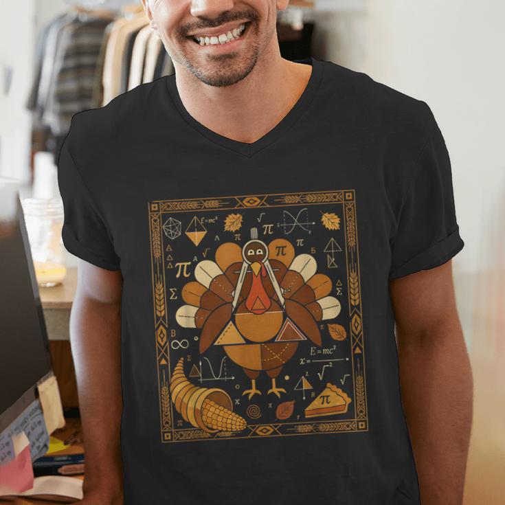Math Turkey Teacher Thanksgiving Geometric Pi Equation Men's V-Neck T-Shirt, funny gift