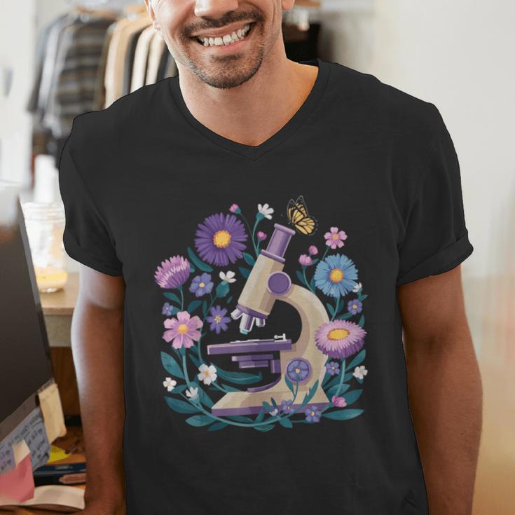 Microscope Flower Butterfly Biology Science Teacher Student Men's V-Neck T-Shirt, Science Teacher Shirts, funny gift Microscope Flower Butterfly Biology Science Teacher Student Men's V-Neck T-Shirt, Science Teacher Shirts, funny gift