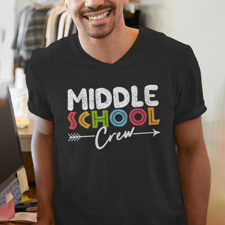 Middle School Crew Retro Teacher Student Vintage Men's V-Neck T-Shirt, funny gift Middle School Crew Retro Teacher Student Vintage Men's V-Neck T-Shirt, funny gift