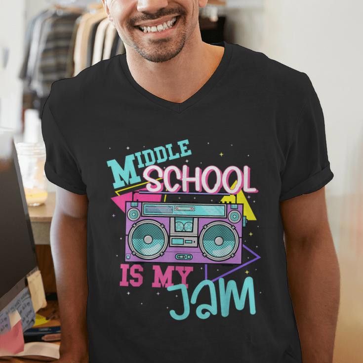 Middle School Is My Jam Cute Teacher Shirt 80's 90's Styl Men's V-Neck T-Shirt, funny gift Middle School Is My Jam Cute Teacher Shirt 80's 90's Styl Men's V-Neck T-Shirt, funny gift