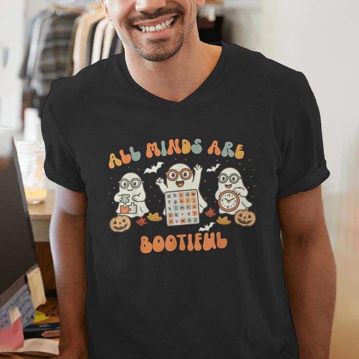 All Minds Are Bootiful Special Education Teacher Halloween Men's V-Neck T-Shirt, funny gift