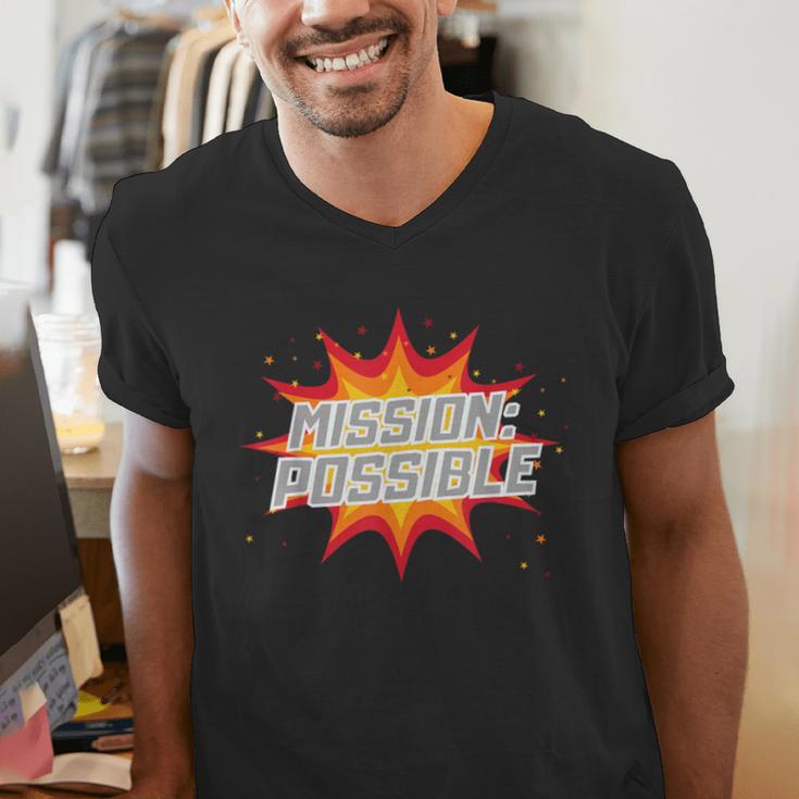 Mission Possible Motivational Inspirational School Teacher Men's V-Neck T-Shirt, funny gift Mission Possible Motivational Inspirational School Teacher Men's V-Neck T-Shirt, funny gift