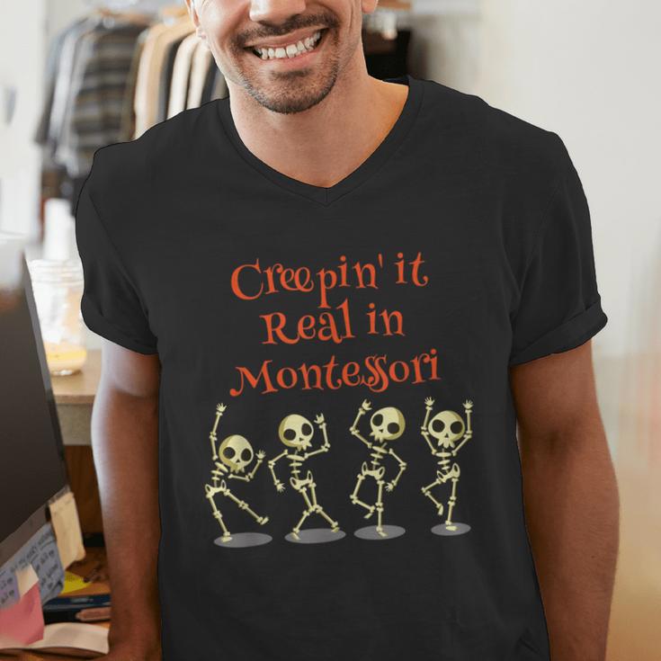 Montessori Creepin' It Real HALLOWEEN School Teacher Shirt Men's V-Neck T-Shirt, funny gift