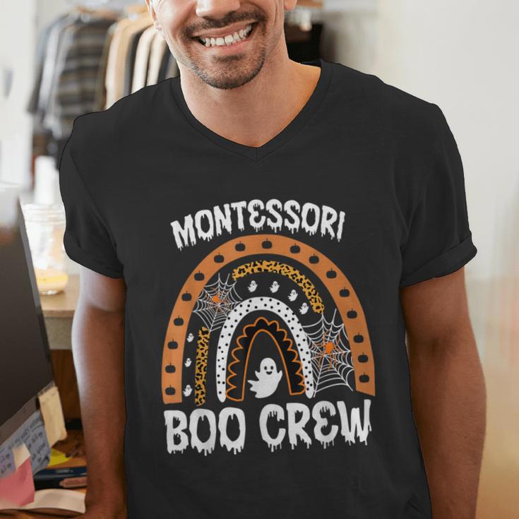 Montessori Teacher Halloween Boo Rainbow Leopard Halloween Men's V-Neck T-Shirt, funny gift