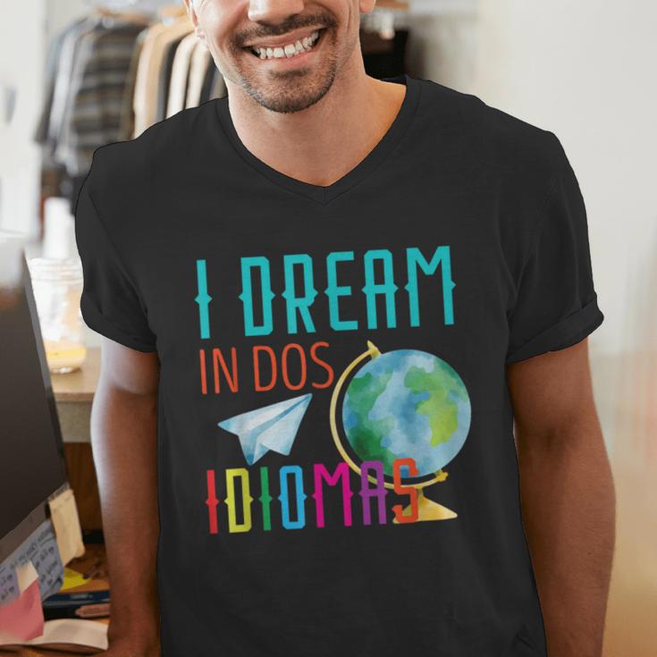 Multilingual Teacher In Dos Idiomas Linguist Language Men's V-Neck T-Shirt, funny gift Multilingual Teacher In Dos Idiomas Linguist Language Men's V-Neck T-Shirt, funny gift