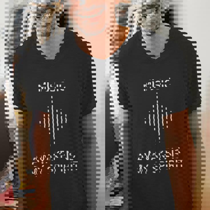 Music Awakens My Spirit Inspiring Musician Teacher Quote Men&#x27;s V-Neck T-Shirt, funny gift