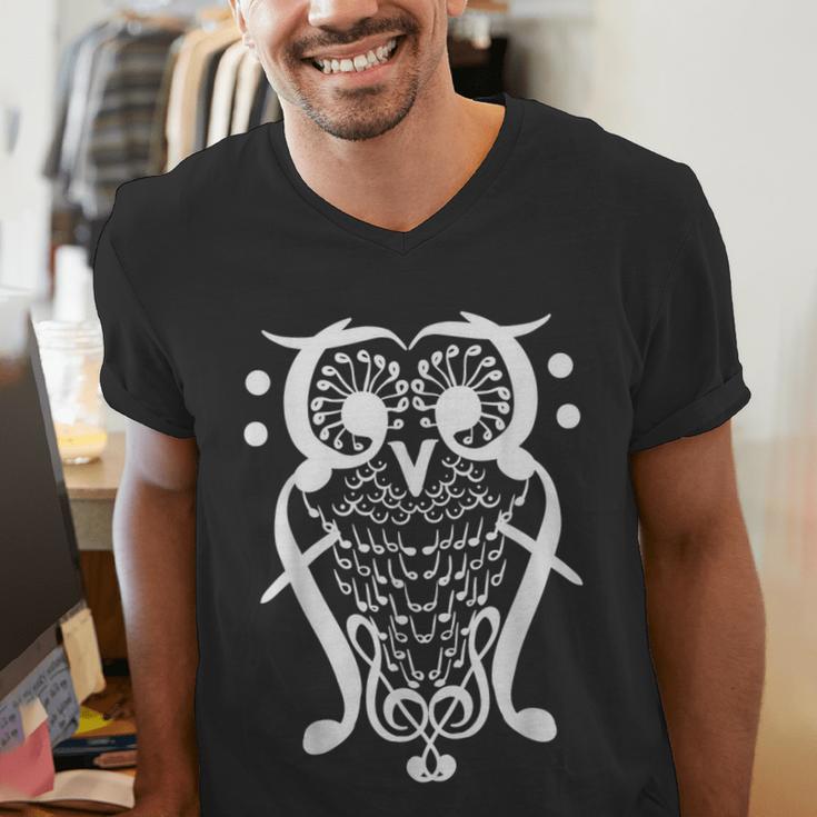 Music Note Owl Shirt Musicians Teacher Birthday Bird Men's V-Neck T-Shirt, funny gift Music Note Owl Shirt Musicians Teacher Birthday Bird Men's V-Neck T-Shirt, funny gift