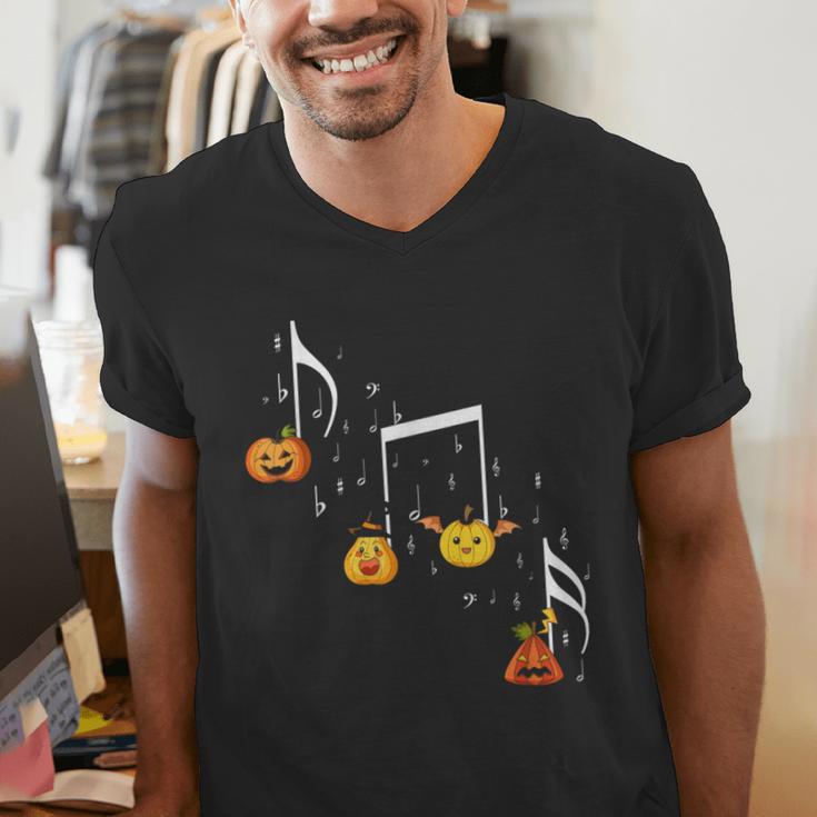 Music Note Pumpkin Fall Music Teacher Halloween Costume Men's V-Neck T-Shirt, funny gift