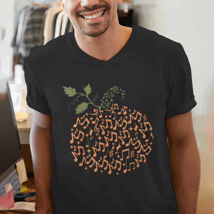 Music Notes Pumpkin Fall Music Teacher Autumn Halloween Men's V-Neck T-Shirt, funny gift Music Notes Pumpkin Fall Music Teacher Autumn Halloween Men's V-Neck T-Shirt, funny gift
