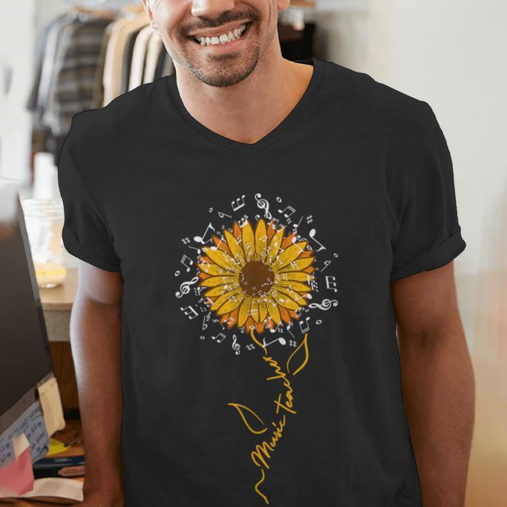 Music Teacher Shirt Sunflower Music Notes Musician Singer Men's V-Neck T-Shirt, funny gift Music Teacher Shirt Sunflower Music Notes Musician Singer Men's V-Neck T-Shirt, funny gift
