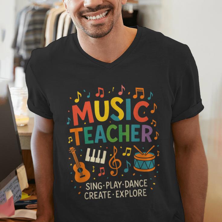 Music Teacher Music Sing Play Dance Choir Piano Men's V-Neck T-Shirt, funny gift Music Teacher Music Sing Play Dance Choir Piano Men's V-Neck T-Shirt, funny gift