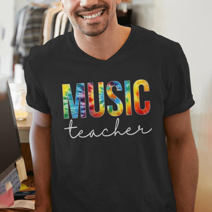 Music Teacher Tie Dye Appreciation Day Hello Back To School Men Women Men's V-Neck T-Shirt, funny gift Music Teacher Tie Dye Appreciation Day Hello Back To School Men Women Men's V-Neck T-Shirt, funny gift
