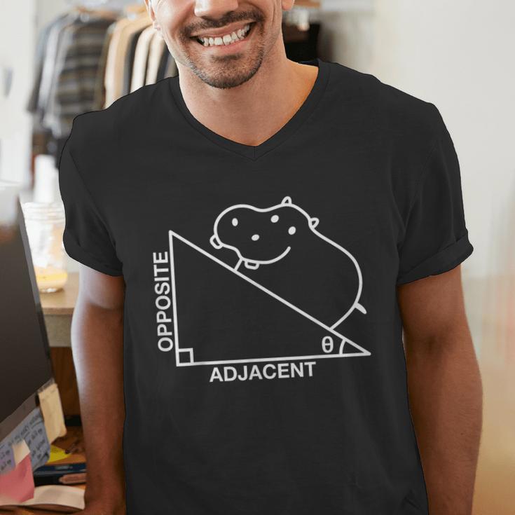 Nerdy Hippotenuse Hypotenuse Hippopotamus Math Teacher Men's V-Neck T-Shirt, funny gift