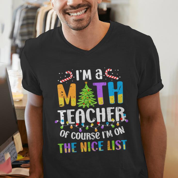 On The Nice List Christmas Math Teacher Women Men Men's V-Neck T-Shirt, funny gift On The Nice List Christmas Math Teacher Women Men Men's V-Neck T-Shirt, funny gift