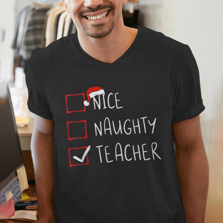 Nice Naughty Teacher Christmas List Instructor Santa Claus Men Women Men's V-Neck T-Shirt, funny gift Nice Naughty Teacher Christmas List Instructor Santa Claus Men Women Men's V-Neck T-Shirt, funny gift