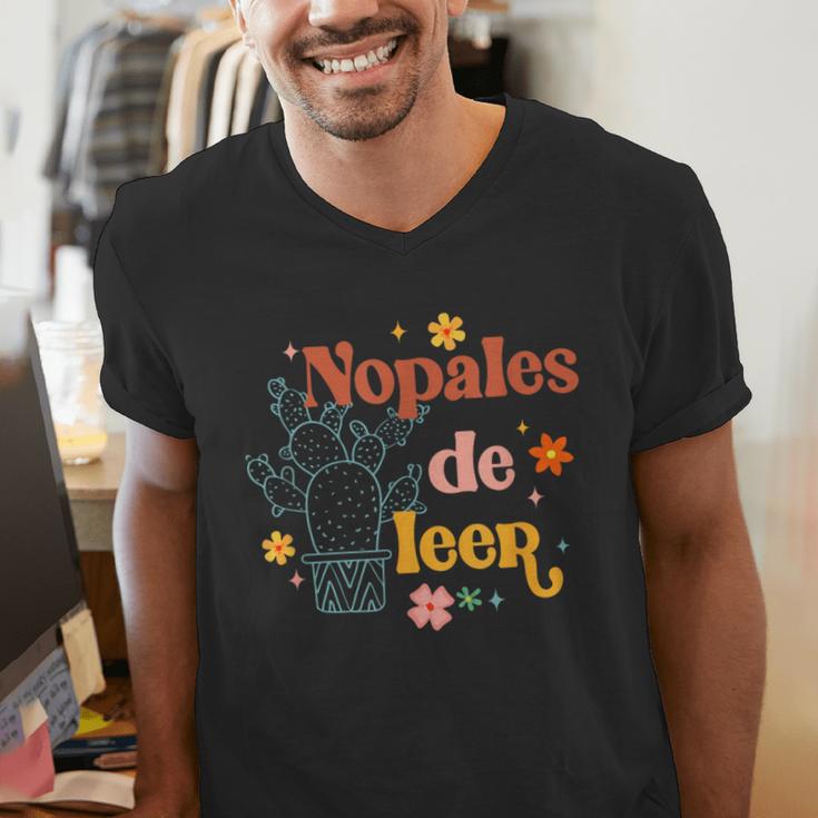 Nopales De Leer Spanish Teacher Maestra Cactus Bilingual Men's V-Neck T-Shirt, funny gift Nopales De Leer Spanish Teacher Maestra Cactus Bilingual Men's V-Neck T-Shirt, funny gift