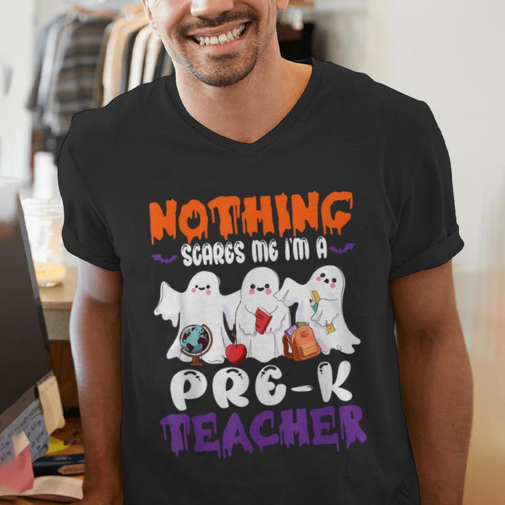Nothing Scares Me I'm A Pre-K Teacher Halloween Ghosts Men's V-Neck T-Shirt, funny gift Nothing Scares Me I'm A Pre-K Teacher Halloween Ghosts Men's V-Neck T-Shirt, funny gift
