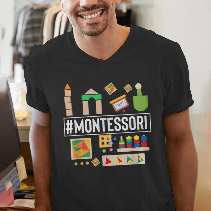 Novelty Montessori Studying Learning Schooling Teacher Love For Men Women Men's V-Neck T-Shirt, funny gift
