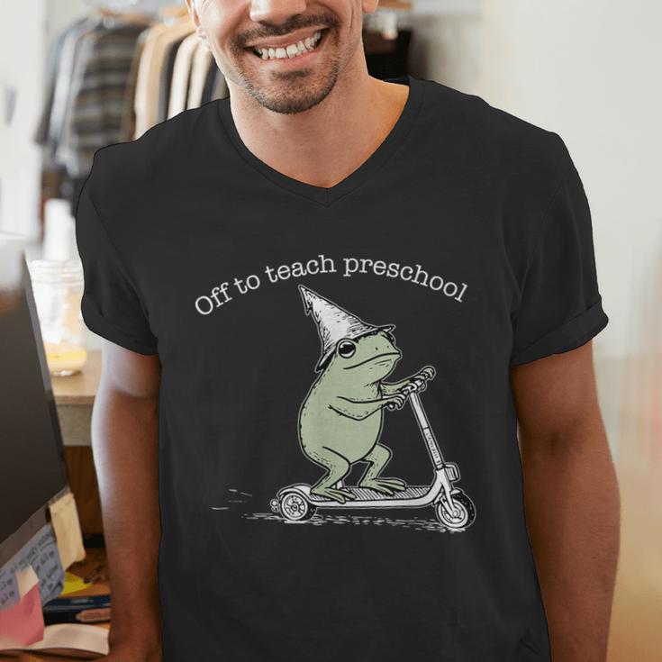 Off To Teach Preschool Pre-K Teacher Back To School Frog Men's V-Neck T-Shirt, funny gift Off To Teach Preschool Pre-K Teacher Back To School Frog Men's V-Neck T-Shirt, funny gift