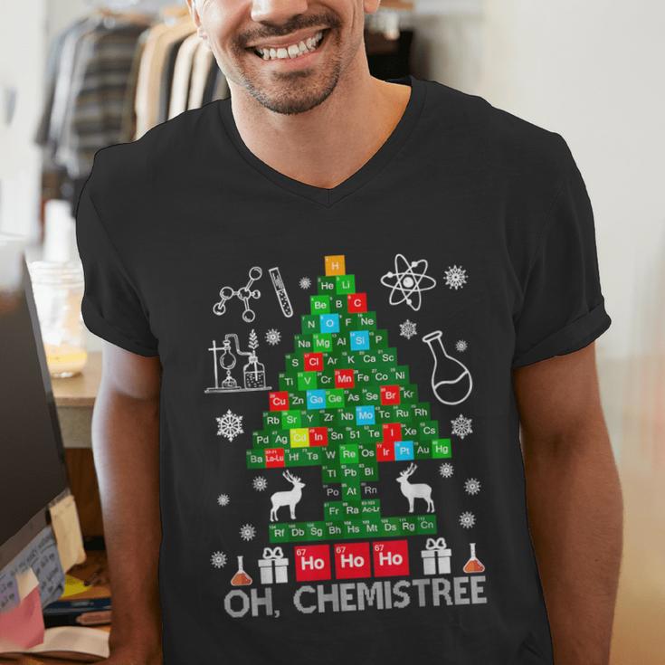 Oh Chemistree Scientist Chemical Christmas Xmas Teacher Men's V-Neck T-Shirt, funny gift