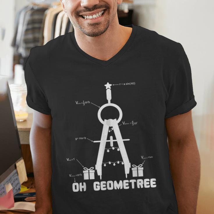 Oh Geometree Math Teacher Geometry Christmas Tree For Men Women Kids Men's V-Neck T-Shirt, funny gift