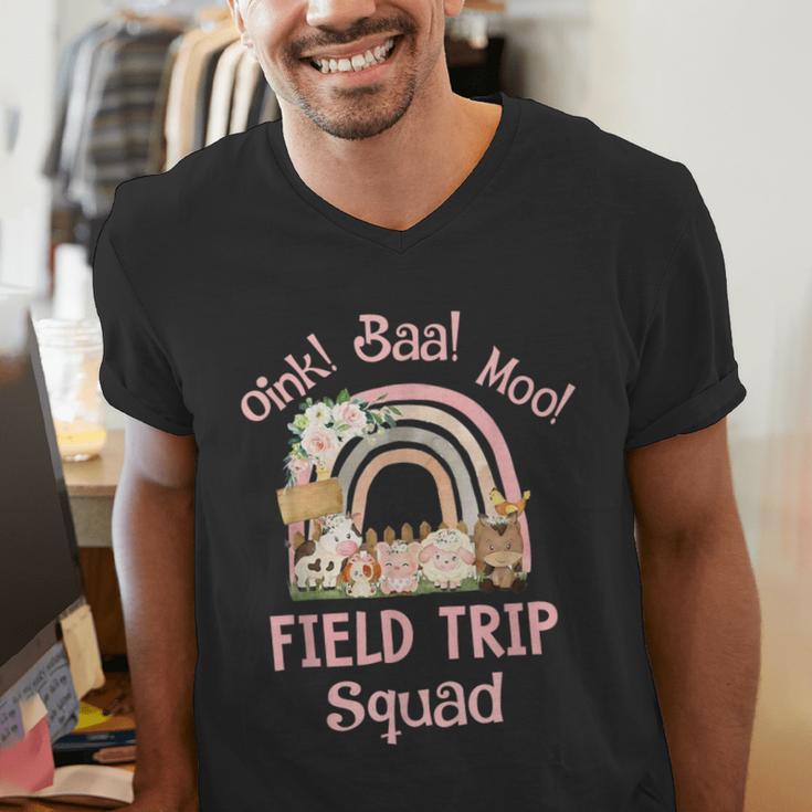 Oink Baa Moo Field Trip Squad Teacher Students Matching Men's V-Neck T-Shirt, funny gift Oink Baa Moo Field Trip Squad Teacher Students Matching Men's V-Neck T-Shirt, funny gift