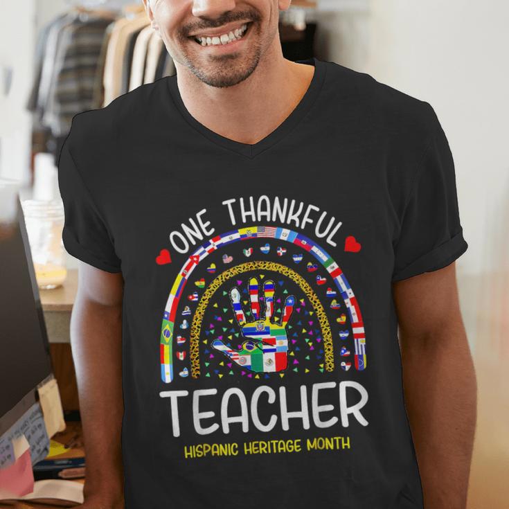 One Thankful Teacher Hispanic Heritage Month Countries Flags Men's V-Neck T-Shirt, funny gift One Thankful Teacher Hispanic Heritage Month Countries Flags Men's V-Neck T-Shirt, funny gift