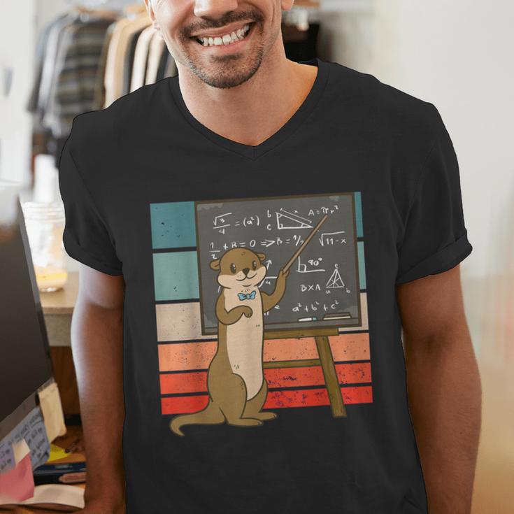 Otter Professor Teacher Teaching Maths Mathematics Men's V-Neck T-Shirt, funny gift Otter Professor Teacher Teaching Maths Mathematics Men's V-Neck T-Shirt, funny gift
