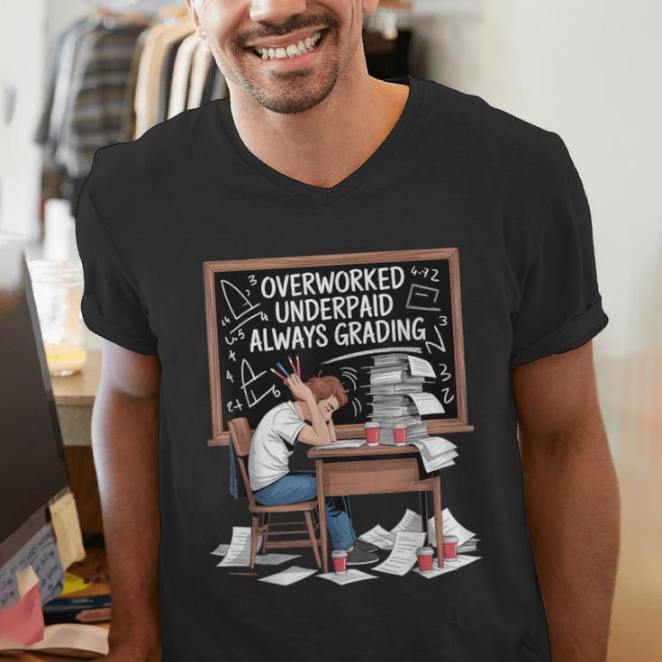 Overworked Underpaid Always Grading Teacher Men's V-Neck T-Shirt, funny gift Overworked Underpaid Always Grading Teacher Men's V-Neck T-Shirt, funny gift