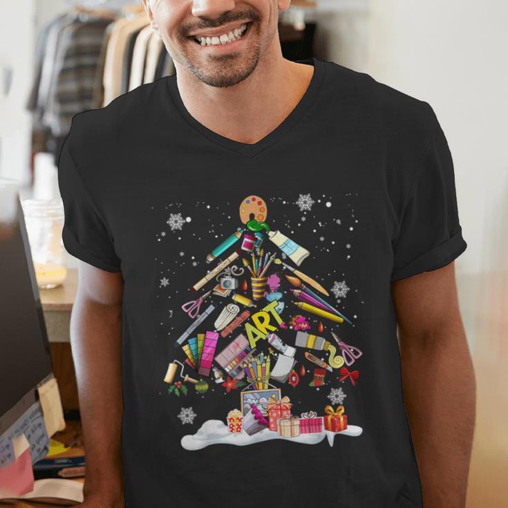 Paintbrush Christmas Tree Decor Xmas For Artist Art Teacher For Men Women Men's V-Neck T-Shirt, funny gift Paintbrush Christmas Tree Decor Xmas For Artist Art Teacher For Men Women Men's V-Neck T-Shirt, funny gift