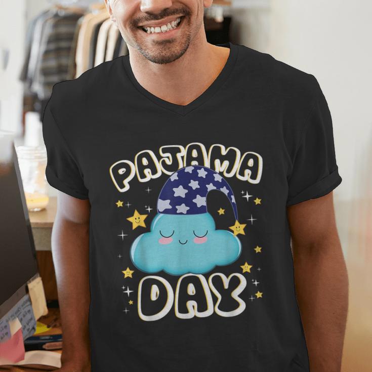 Pajama Day School Spirit Week Fun Cloud Teacher Student Men's V-Neck T-Shirt, funny gift