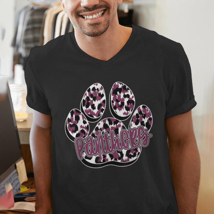 Panthers Paw Print Leopard Maroon Panther Pride Teacher Men's V-Neck T-Shirt, funny gift Panthers Paw Print Leopard Maroon Panther Pride Teacher Men's V-Neck T-Shirt, funny gift