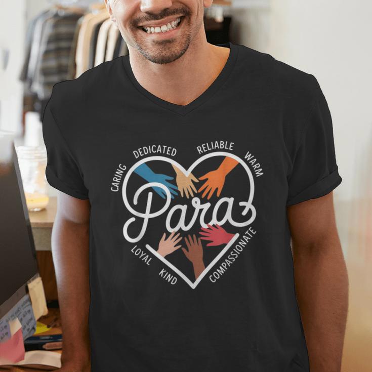 Para Heart Paraprofessional Teacher Paraeducator Men's V-Neck T-Shirt, funny gift