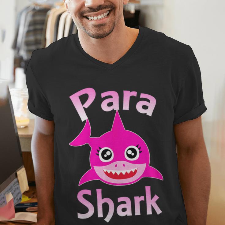 Para Shark Paraprofessional Female Teacher Men's V-Neck T-Shirt, funny gift Para Shark Paraprofessional Female Teacher Men's V-Neck T-Shirt, funny gift