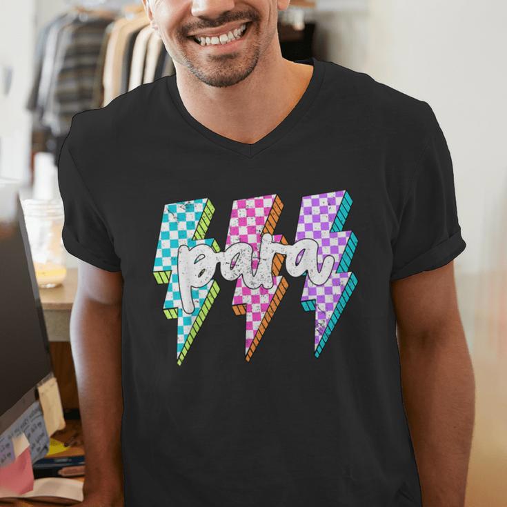 Para Squad Paraprofessional Teacher Lightning Bolt Men's V-Neck T-Shirt, funny gift Para Squad Paraprofessional Teacher Lightning Bolt Men's V-Neck T-Shirt, funny gift
