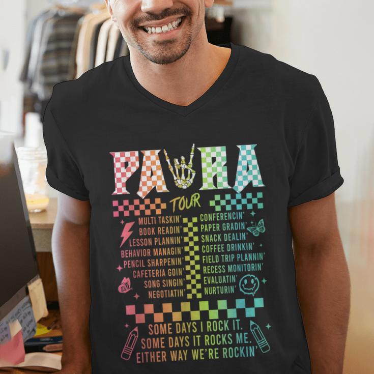 Para Tour Paraprofessional Squad Rock Teacher Back To School Men's V-Neck T-Shirt, funny gift Para Tour Paraprofessional Squad Rock Teacher Back To School Men's V-Neck T-Shirt, funny gift