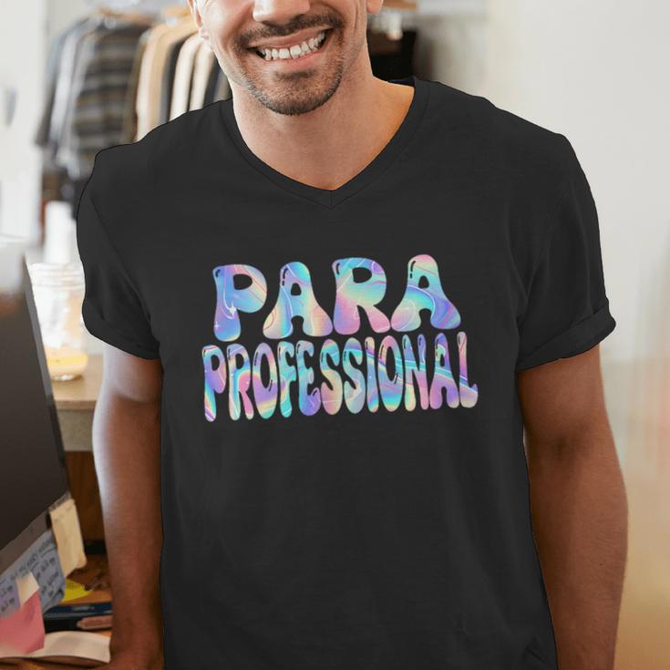 Paraprofessional Groovy Back To School Cute Teachers Women Men's V-Neck T-Shirt, funny gift Paraprofessional Groovy Back To School Cute Teachers Women Men's V-Neck T-Shirt, funny gift