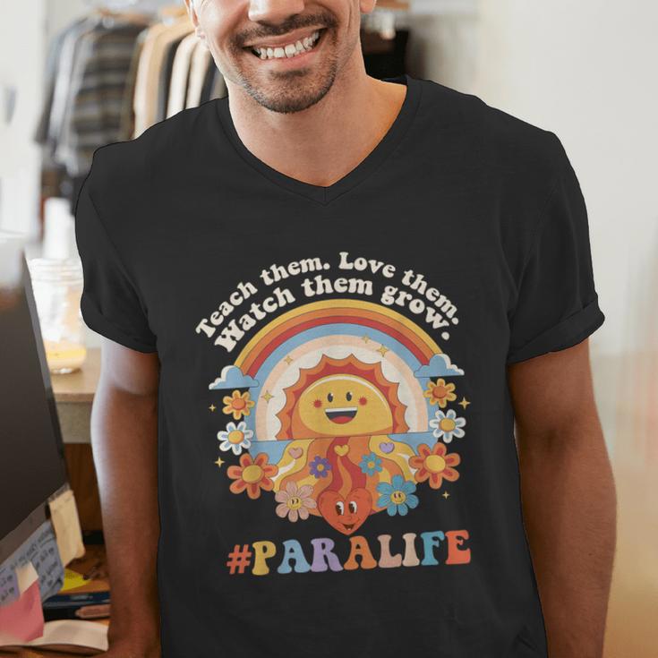 Paraprofessional Para Life Sun Flower Teacher Back To School Men's V-Neck T-Shirt, funny gift Paraprofessional Para Life Sun Flower Teacher Back To School Men's V-Neck T-Shirt, funny gift