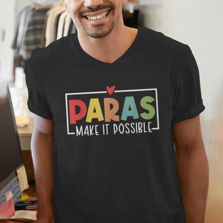 Paras Make It Possible Teacher Paraprofessional Paraeducator Men's V-Neck T-Shirt, funny gift Paras Make It Possible Teacher Paraprofessional Paraeducator Men's V-Neck T-Shirt, funny gift