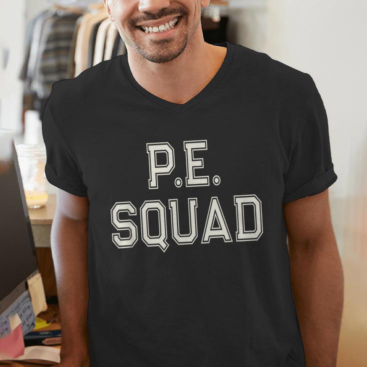 PE SQUAD Physical Education PE Teacher Team Kids Gym Crew Men's V-Neck T-Shirt, Pe Teacher Shirts, funny gift