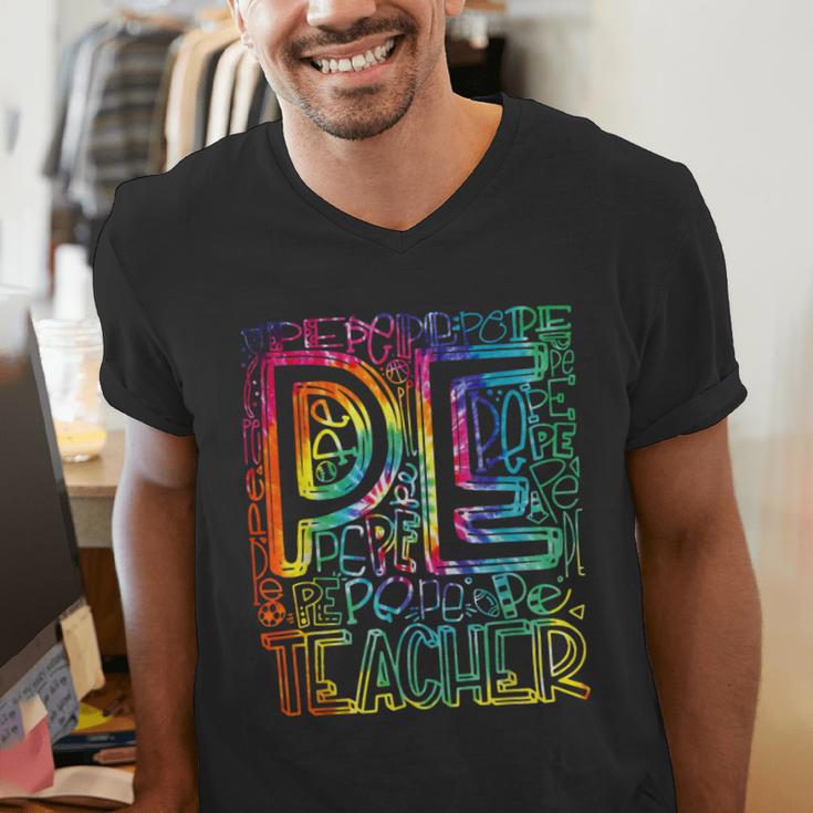 PE Teacher Phys Ed Tie Dye Physical Education Appreciation Men's V-Neck T-Shirt, Pe Teacher Shirts, funny gift PE Teacher Phys Ed Tie Dye Physical Education Appreciation Men's V-Neck T-Shirt, Pe Teacher Shirts, funny gift