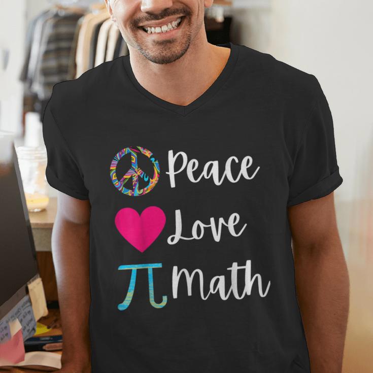 Peace Love Math Maths Teacher Pi Symbol Men Women Men's V-Neck T-Shirt, funny gift
