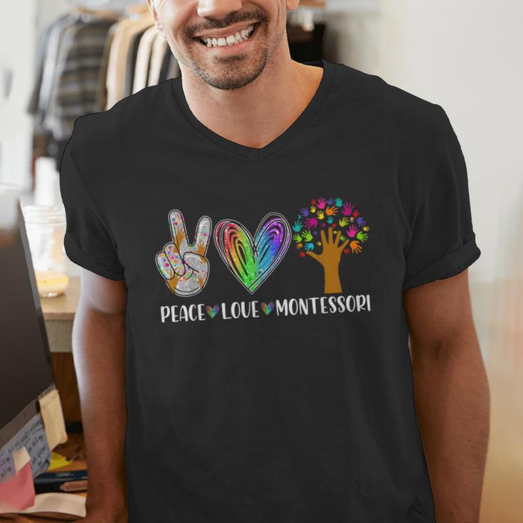 Peace Love Montessori Daycare Teacher Appreciation Men's V-Neck T-Shirt, funny gift
