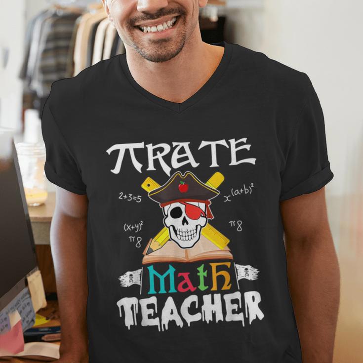 Pirate Math Teacher Skull Pirate Halloween Costume Men's V-Neck T-Shirt, funny gift Pirate Math Teacher Skull Pirate Halloween Costume Men's V-Neck T-Shirt, funny gift