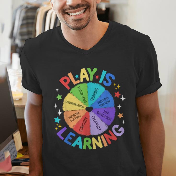 Play Is Learning Teacher Kindergarten For Men Women Kids Men's V-Neck T-Shirt, funny gift Play Is Learning Teacher Kindergarten For Men Women Kids Men's V-Neck T-Shirt, funny gift