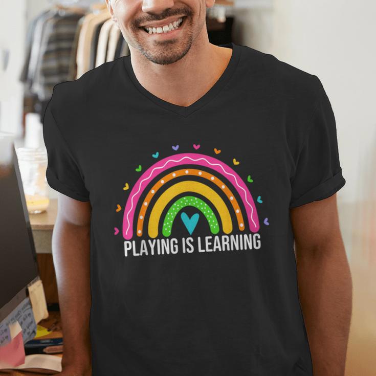 Playing Is Learning Early Childhood Education ECE Teacher Men's V-Neck T-Shirt, funny gift Playing Is Learning Early Childhood Education ECE Teacher Men's V-Neck T-Shirt, funny gift