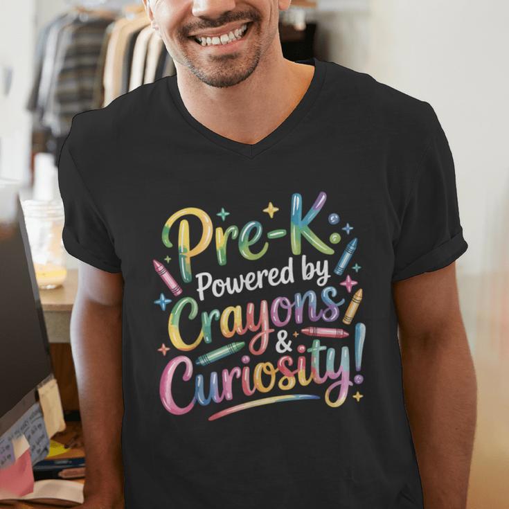 Pre-K Crayons & Curiosity Preschool Teachers Life Tie Dye Men's V-Neck T-Shirt, funny gift Pre-K Crayons & Curiosity Preschool Teachers Life Tie Dye Men's V-Neck T-Shirt, funny gift