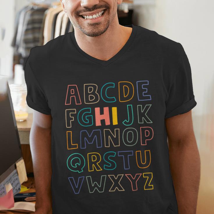 Pre K Kindergarten Hi Alphabet Back To School Teachers Men Women Girls Kids Men's V-Neck T-Shirt, funny gift
